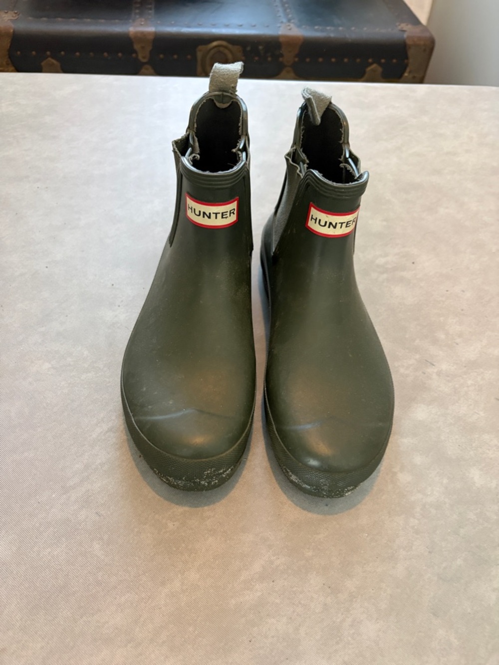 Hunter Olive Green Chelsea Rain Booties